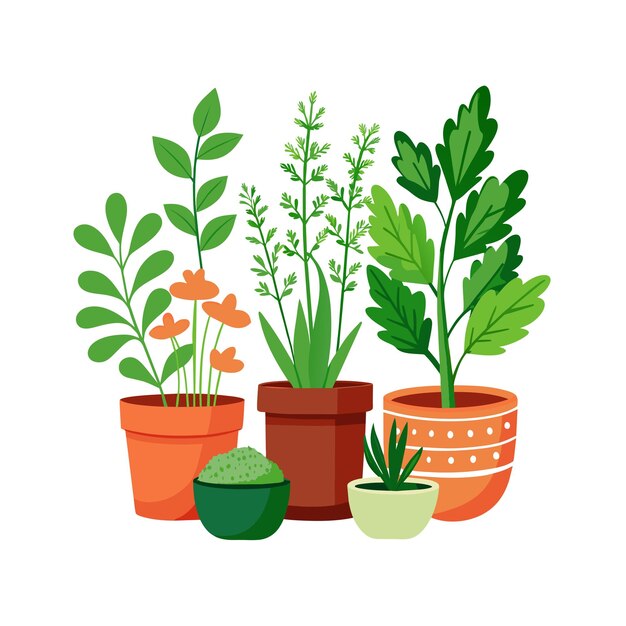El concepto de ilustración de la planta de interior en el vector de la olla