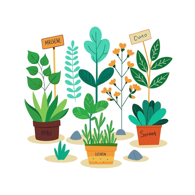 El concepto de ilustración de la planta de interior en el vector de la olla