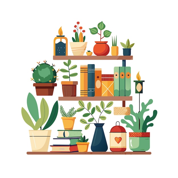 El concepto de ilustración de la planta de interior en el vector de la olla