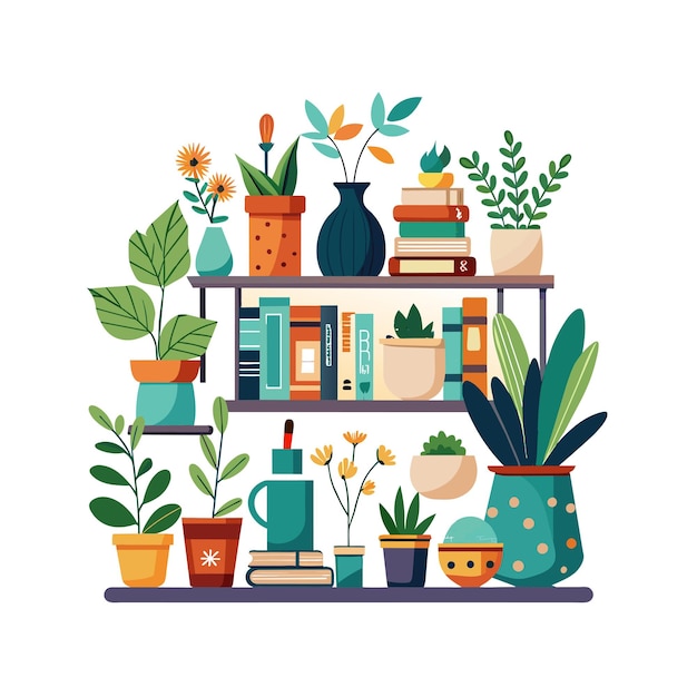 El concepto de ilustración de la planta de interior en el vector de la olla