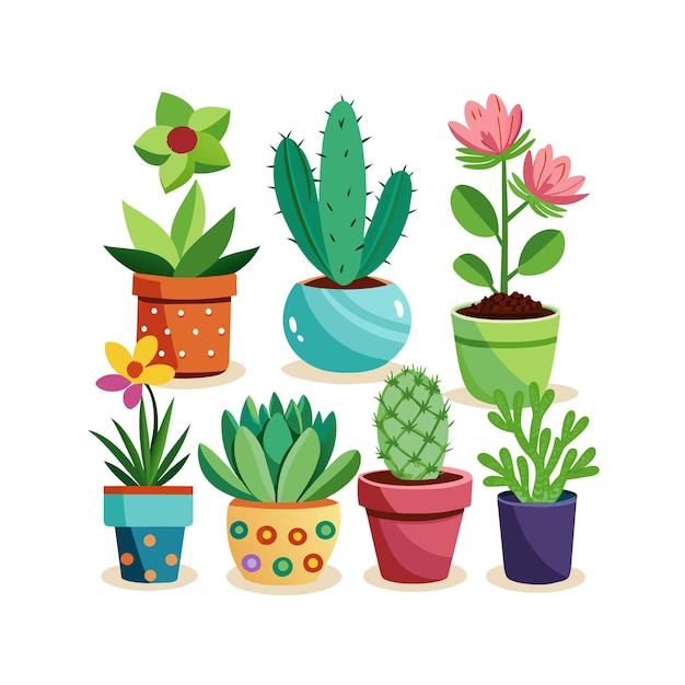 El concepto de ilustración de la planta de interior en el vector de la olla