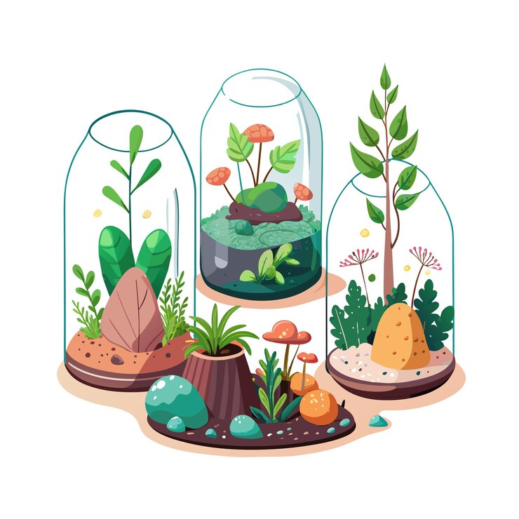 Vector el concepto de ilustración de la planta de interior en el vector de la olla