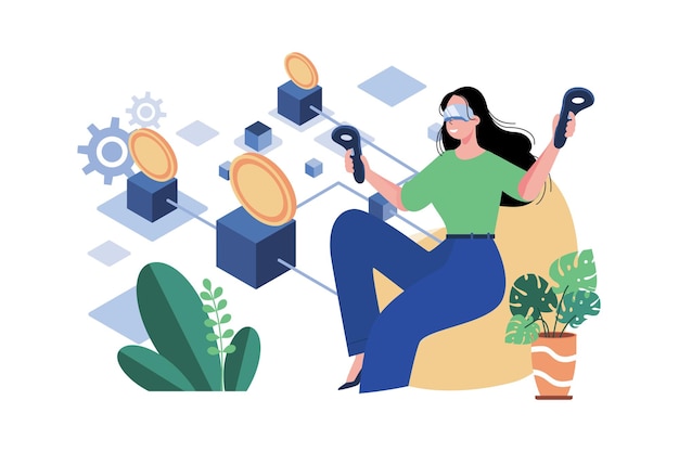 Concepto de ilustración de plataforma AR Blockchain