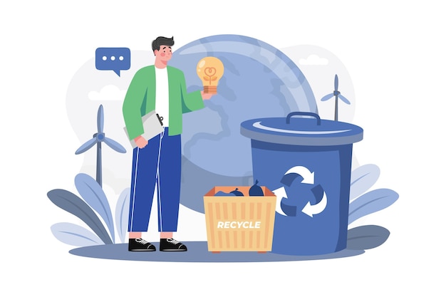 Concepto de ilustración de reciclaje de residuos