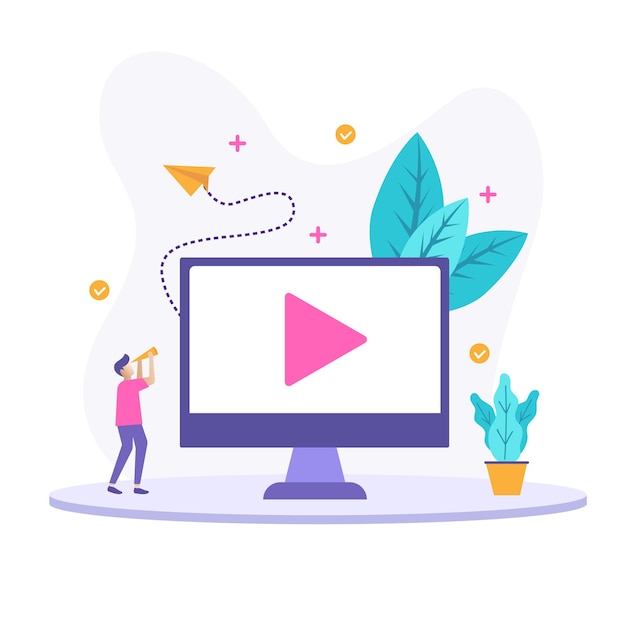Concepto de ilustración de reproductor de vídeo aislado.