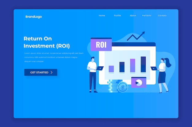 Concepto de ilustración de retorno de inversión para páginas de destino de sitios web