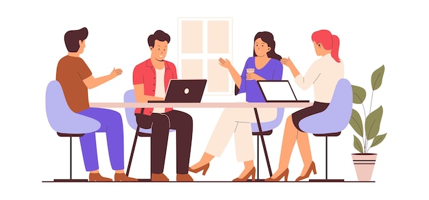 Concepto de ilustración de la reunión del equipo de negocios