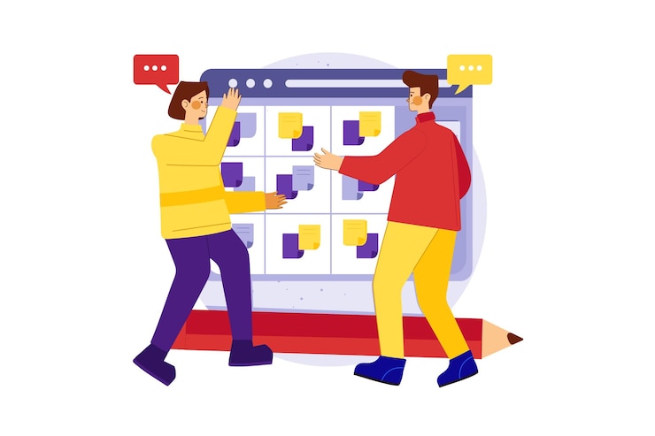 Vector concepto de ilustración de reunión scrum sobre fondo blanco