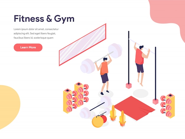 Concepto de ilustración de sala de fitness y gimnasio