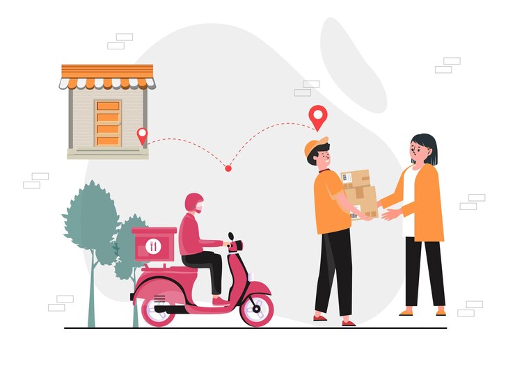 Concepto de ilustración de servicio de entrega de paquetes
