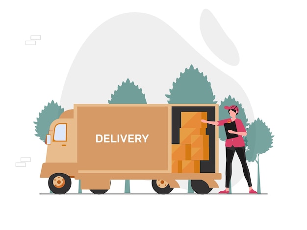 Concepto de ilustración de servicio de entrega de paquetes