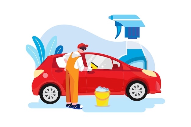 Vector concepto de ilustración de servicio de lavado de autos