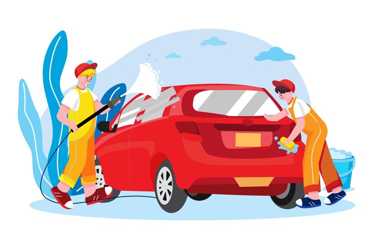 Vector concepto de ilustración de servicio de lavado de autos