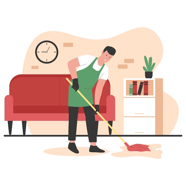 Vector concepto de ilustración de servicio de limpieza del hogar