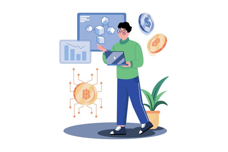 Vector concepto de ilustración de tecnología blockchain