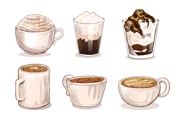 Concepto de ilustración de tipos de café