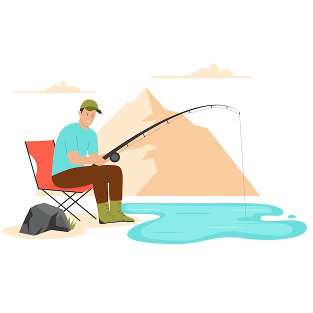 Vector concepto de ilustración de vacaciones de pesca