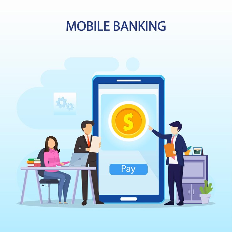 Vector concepto de ilustración de vector de banca móvil estilo de plantilla de vector plano adecuado para página de inicio web