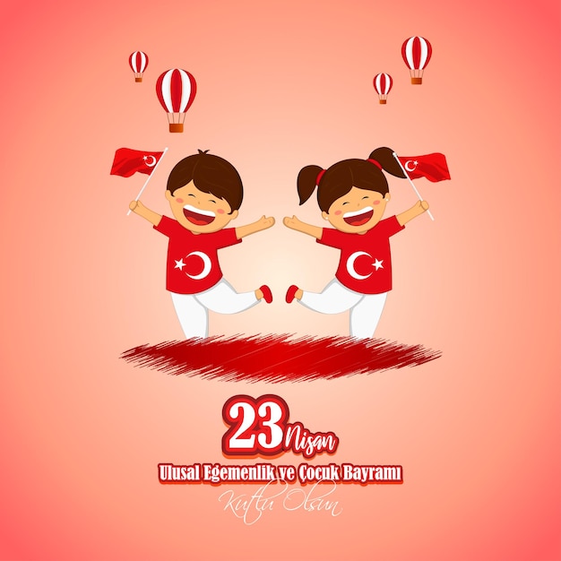 Concepto de ilustración vectorial de 23 Nisan Ulusal Egemenlik ve Cocuk Bayrami que significa 23 de abril Día Nacional de la Soberanía y el Niño