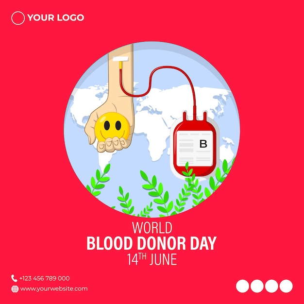 Concepto de ilustración vectorial de la bandera del día mundial del donante de sangre