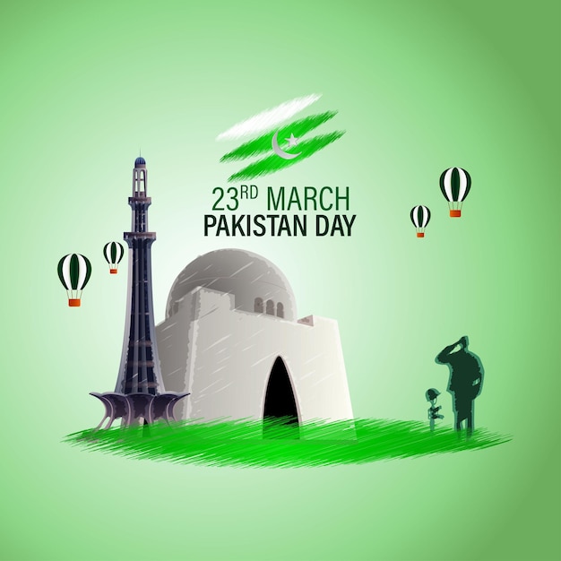 Concepto de ilustración vectorial de la bandera del día de Pakistán