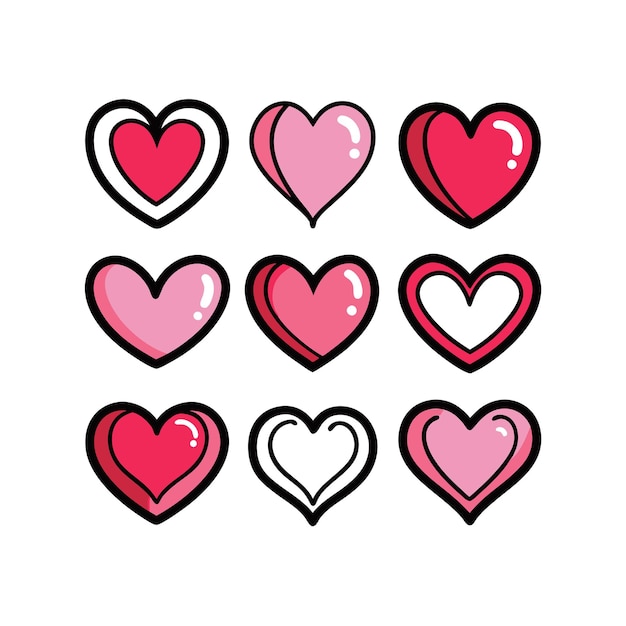Concepto de ilustración vectorial de la colección de iconos en forma de corazón