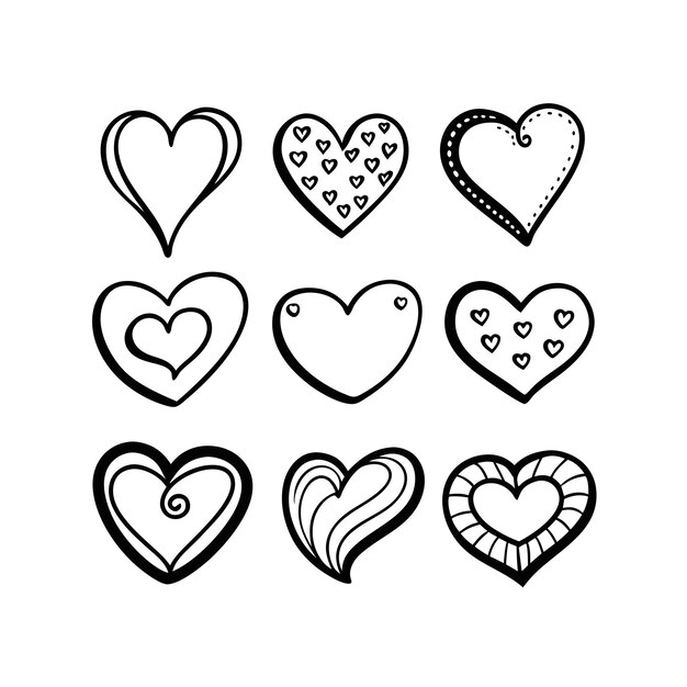 Concepto de ilustración vectorial de la colección de iconos en forma de corazón