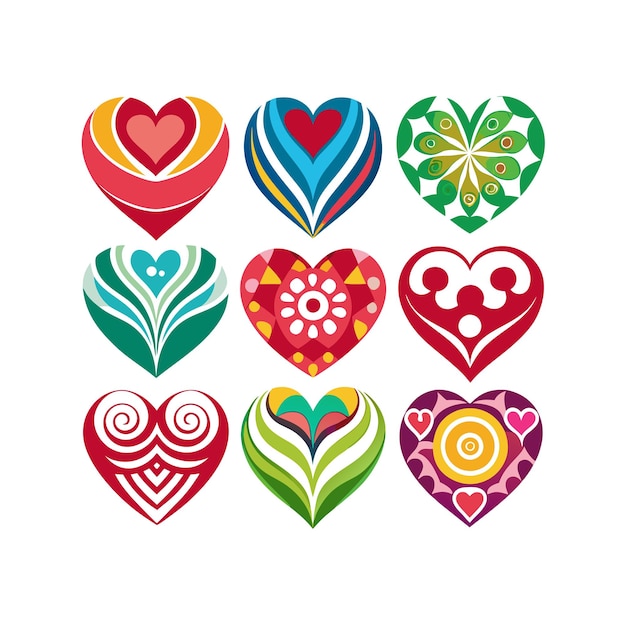 Concepto de ilustración vectorial de la colección de iconos en forma de corazón