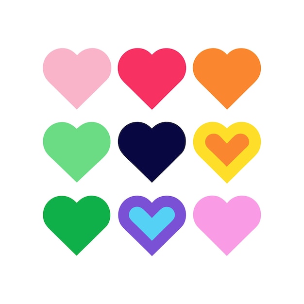 Concepto de ilustración vectorial de la colección de iconos en forma de corazón