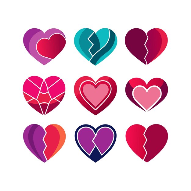 Concepto de ilustración vectorial de la colección de iconos en forma de corazón