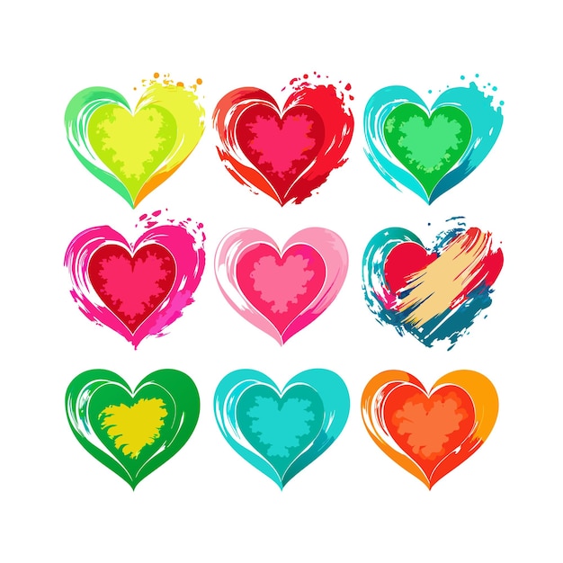 Concepto de ilustración vectorial de la colección de iconos en forma de corazón