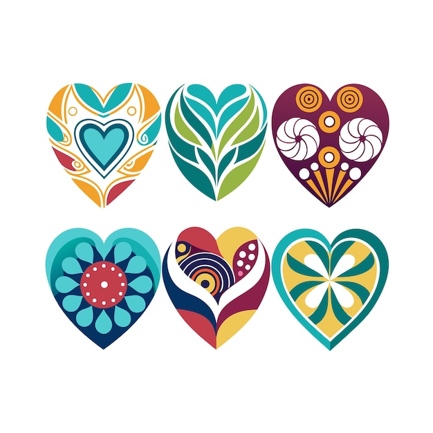Concepto de ilustración vectorial de la colección de iconos en forma de corazón
