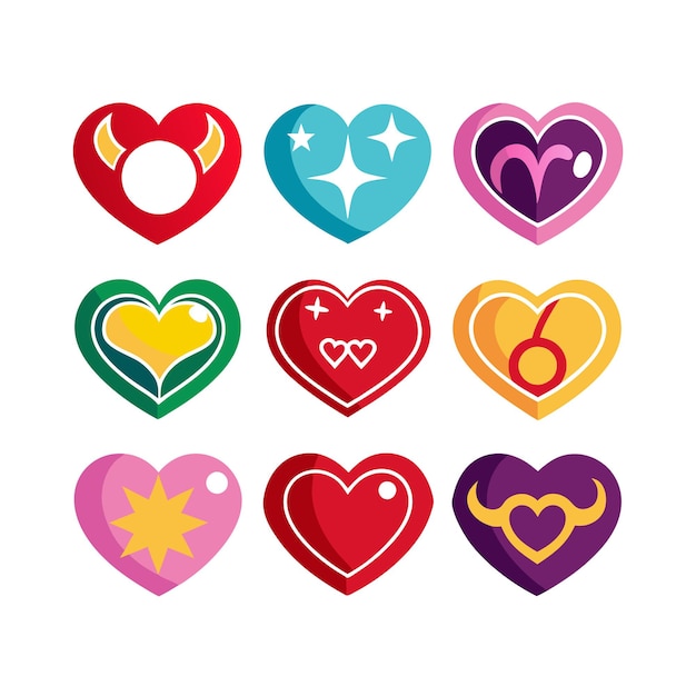 Concepto de ilustración vectorial de la colección de iconos en forma de corazón