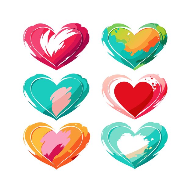 Concepto de ilustración vectorial de la colección de iconos en forma de corazón