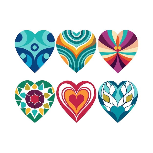 Concepto de ilustración vectorial de la colección de iconos en forma de corazón