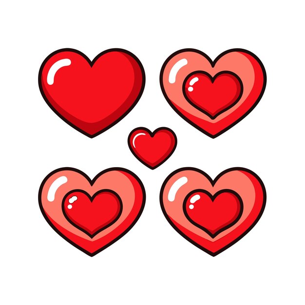 Concepto de ilustración vectorial de la colección de iconos en forma de corazón