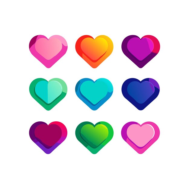 Concepto de ilustración vectorial de la colección de iconos en forma de corazón