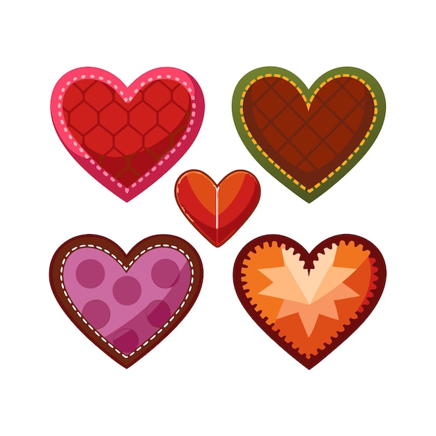 Concepto de ilustración vectorial de la colección de iconos en forma de corazón