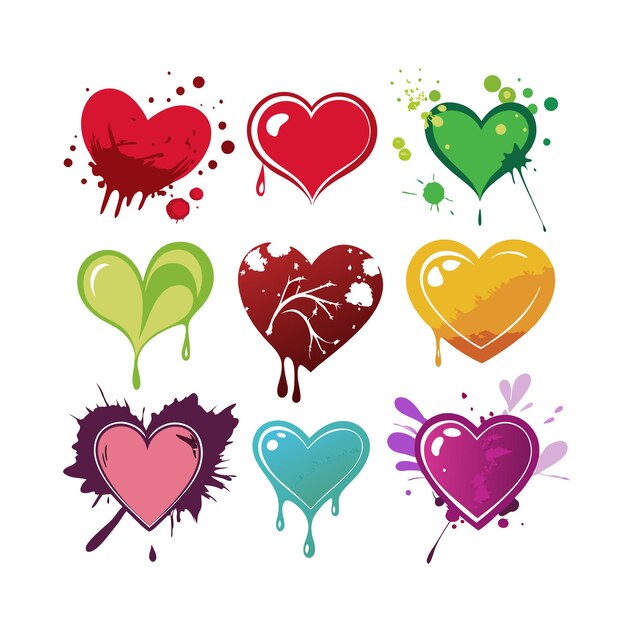 Concepto de ilustración vectorial de la colección de iconos en forma de corazón