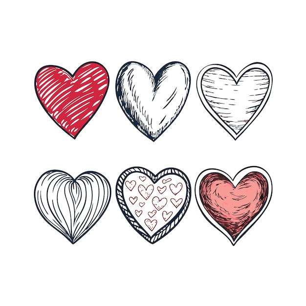 Concepto de ilustración vectorial de la colección de iconos en forma de corazón