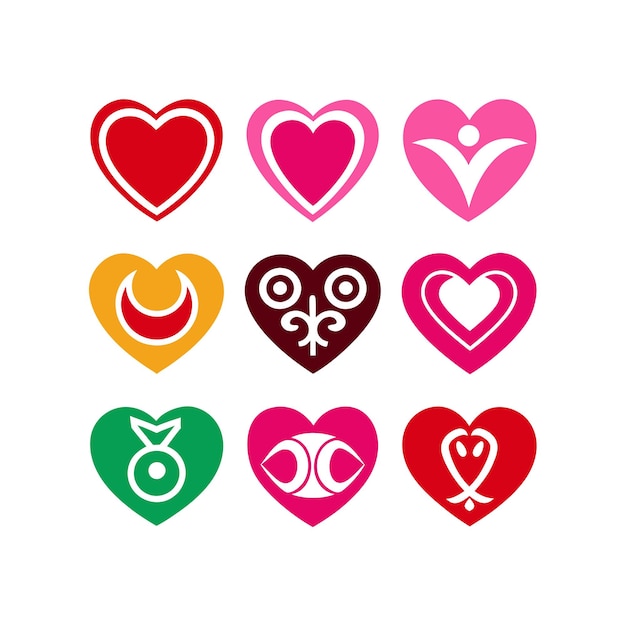 Concepto de ilustración vectorial de la colección de iconos en forma de corazón