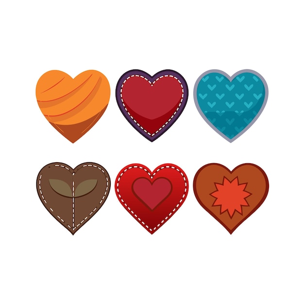 Concepto de ilustración vectorial de la colección de iconos en forma de corazón