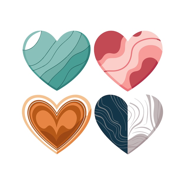 Concepto de ilustración vectorial de la colección de iconos en forma de corazón