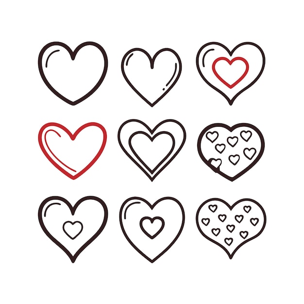Concepto de ilustración vectorial de la colección de iconos en forma de corazón