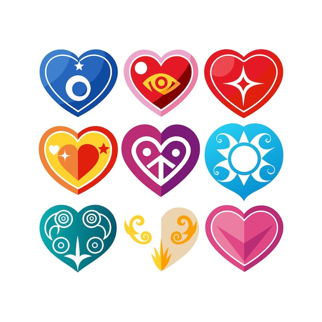 Concepto de ilustración vectorial de la colección de iconos en forma de corazón