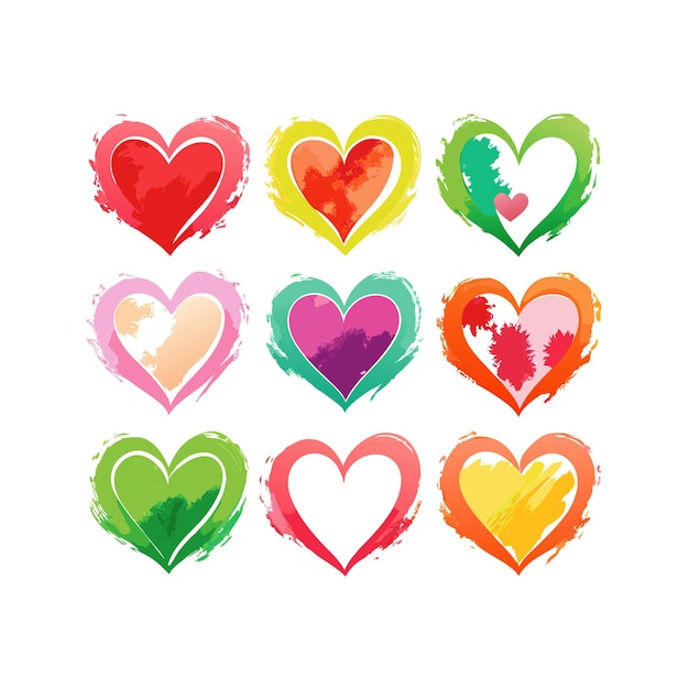 Concepto de ilustración vectorial de la colección de iconos en forma de corazón