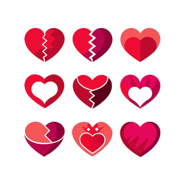 Concepto de ilustración vectorial de la colección de iconos en forma de corazón