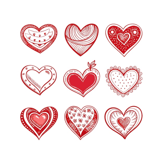 Concepto de ilustración vectorial de la colección de iconos en forma de corazón