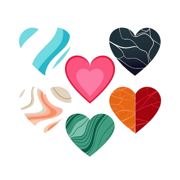Concepto de ilustración vectorial de la colección de iconos en forma de corazón
