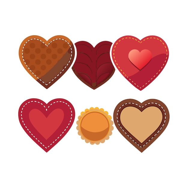 Concepto de ilustración vectorial de la colección de iconos en forma de corazón